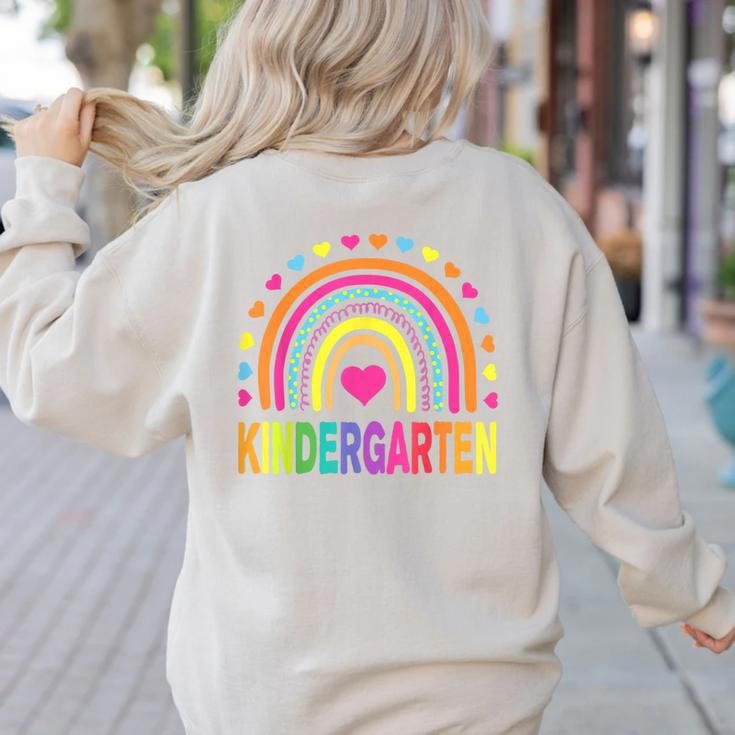 Kindergarten Rainbow Girls Boys Teacher Team Kinder Squad Women's Sweatshirt Back Print