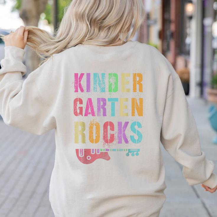 KINDERGARTEN ROCKS Teacher Crew Rock Star Kinder Team Women's Sweatshirt Back Print