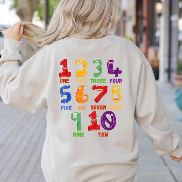 Learning Math Numbers Counting Back To School Teacher For Men Women Girls Kids Women's Sweatshirt Back Print