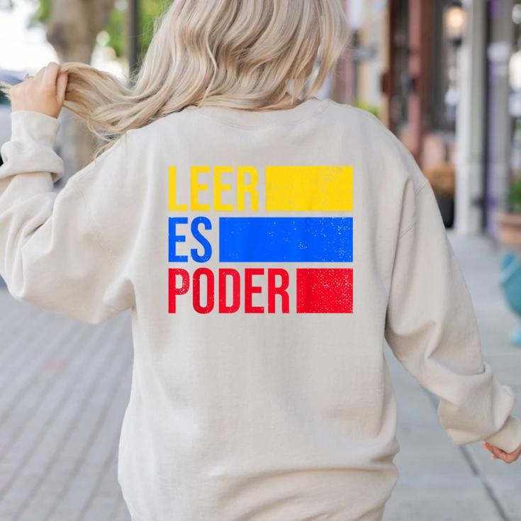 Leer Es Poder Colombian Spanish Teacher Maestra Colombia Women's Sweatshirt Back Print
