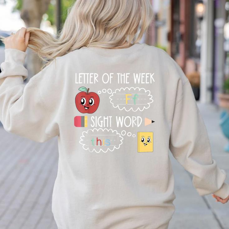 Letter Of The Week Ff Sight Word Teacher Squad Women's Sweatshirt Back Print