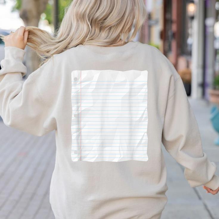 Lined Paper Notebook Halloween Costume For Students Teachers For Men Women Kids Women's Sweatshirt Back Print