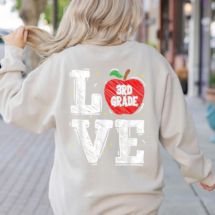 LOVE Apple 3rd Grade Teacher Student School Women's Sweatshirt Back Print