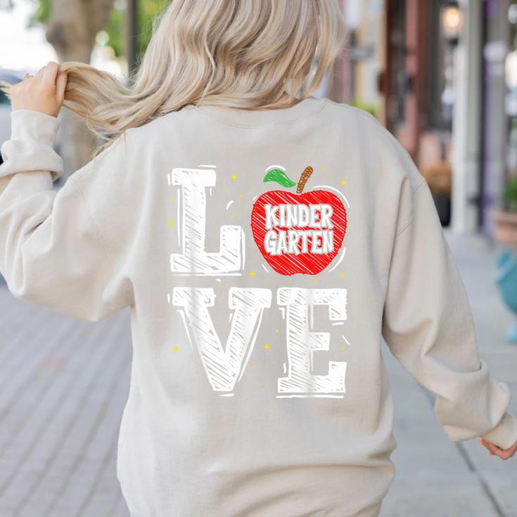 LOVE Kindergarten Teacher Student School Apple Women's Sweatshirt Back Print