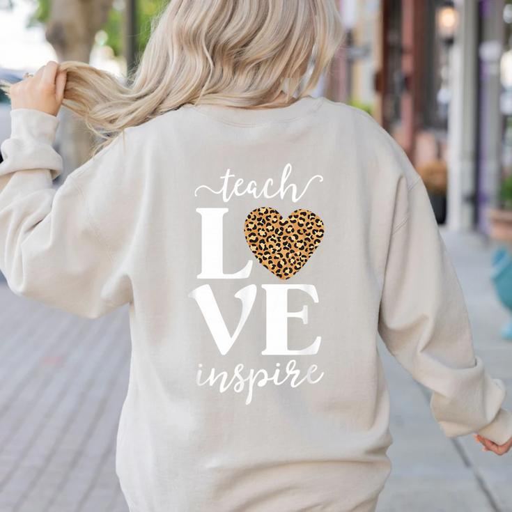 Love Leopard Print Teacher Cheetah School Inspire Teach Women's Sweatshirt Back Print