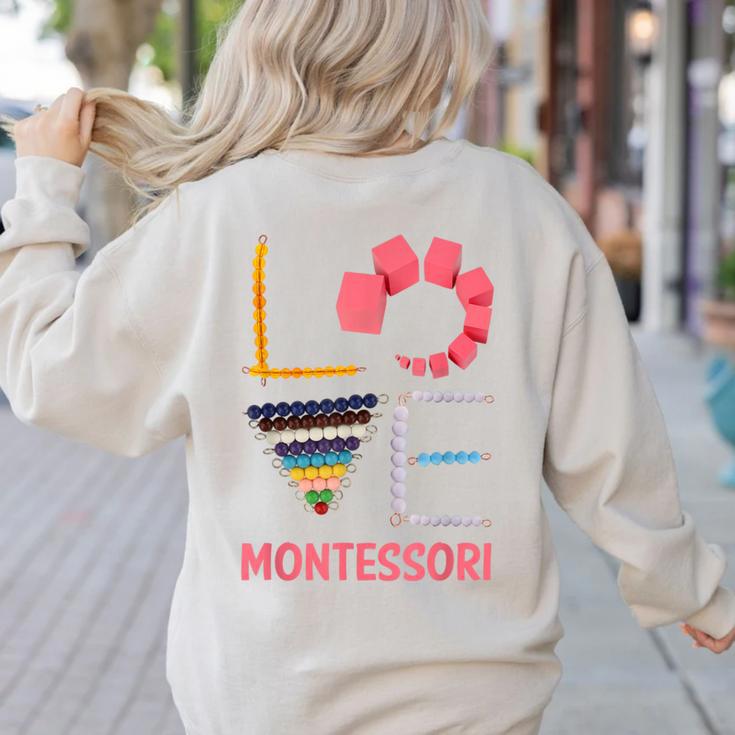 Love Montessori Education Math Teacher Women's Sweatshirt Back Print