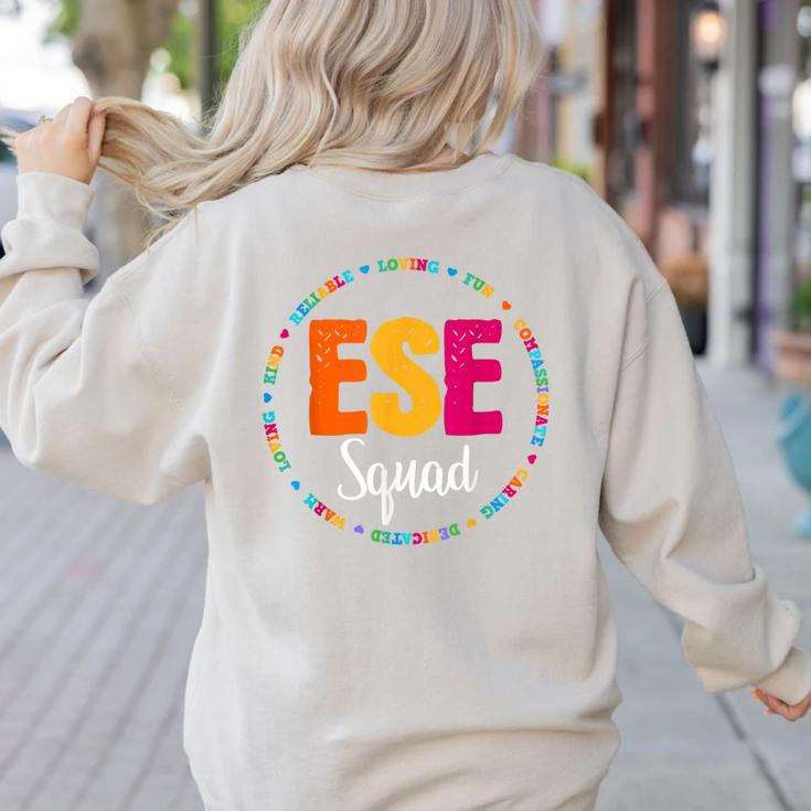 Matching ESE Squad First Last Day Team Teacher Student Tribe Women's Sweatshirt Back Print