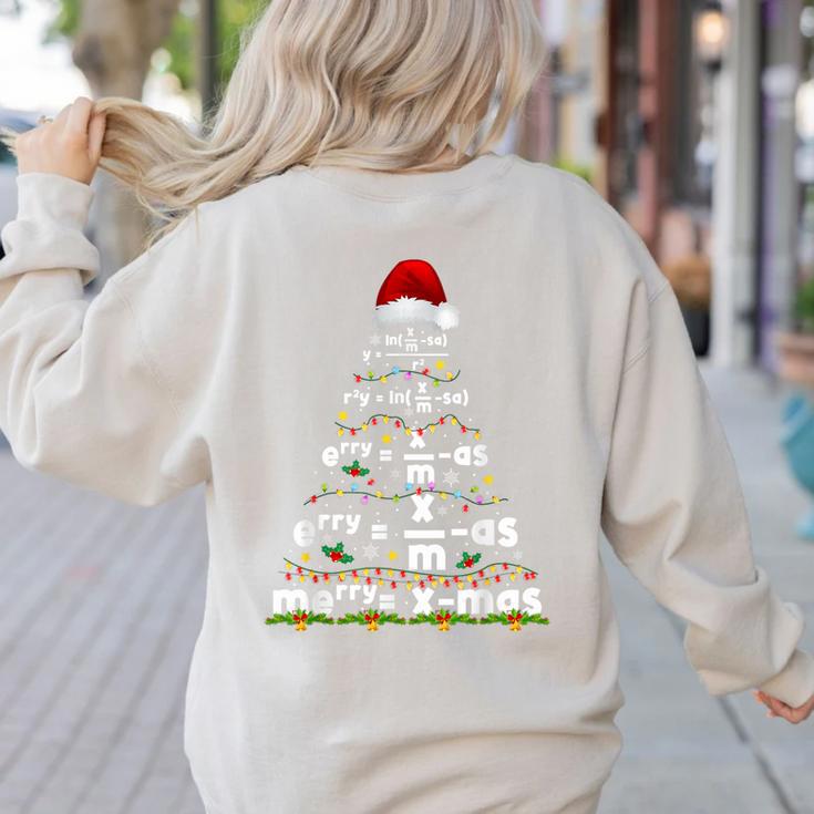 Math Equation Merry Xmas Season Teacher Christmas Tree Women's Sweatshirt Back Print