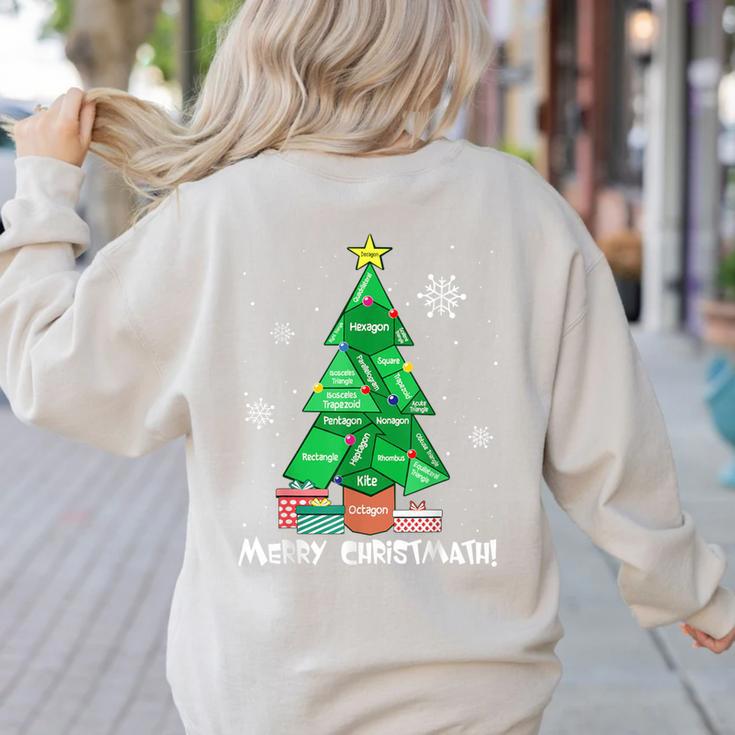 Math Teacher Polygon Christmas Tree Geometry Merry Christmas Women's Sweatshirt Back Print