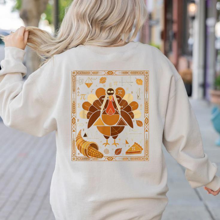 Math Turkey Teacher Thanksgiving Geometric Pi Equation Women's Sweatshirt Back Print