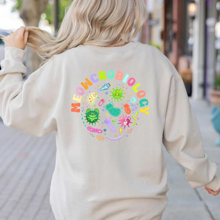 Meowcrobiology Cats Microbiology Science Teacher Women's Sweatshirt Back Print