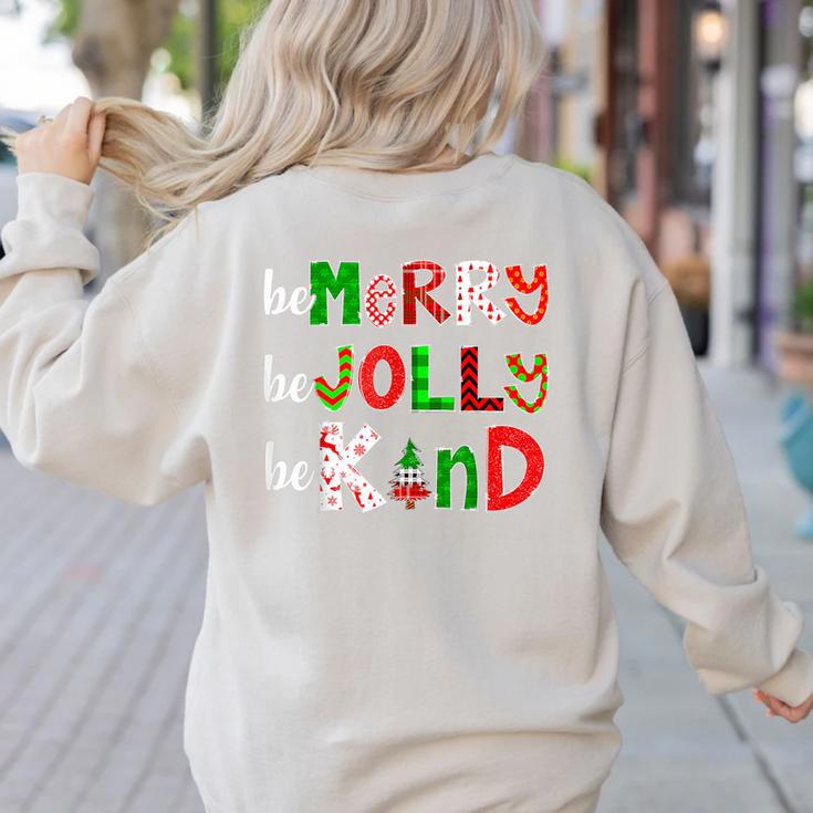 Be Merry Be Jolly Be Kind Merry Christmas Teacher Xmas Pjs Women's Sweatshirt Back Print