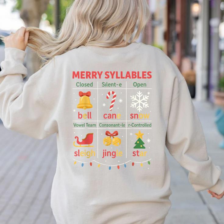 Merry Syllables Teacher Christmas Educational Kids Women's Sweatshirt Back Print
