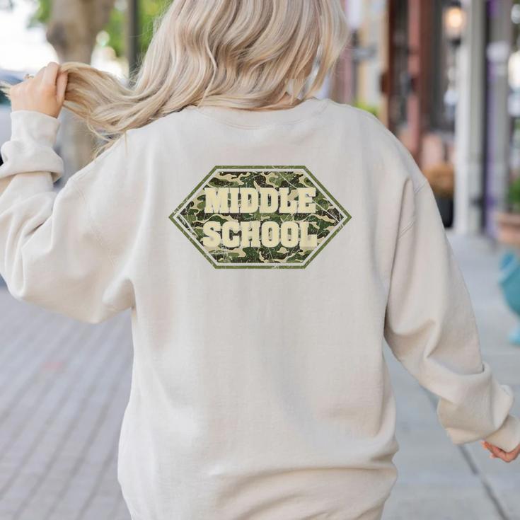 Middle School Camo Retro Back To School Teachers Women's Sweatshirt Back Print
