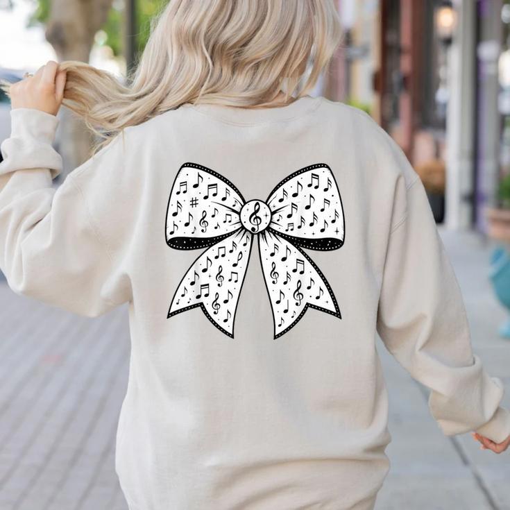 Music Notes Coquette Bow Music Teacher School Musician Band Women's Sweatshirt Back Print