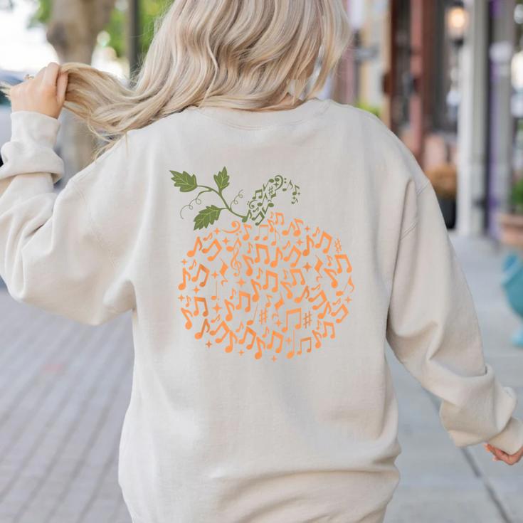Music Notes Pumpkin Fall Music Teacher Autumn Halloween Women's Sweatshirt Back Print