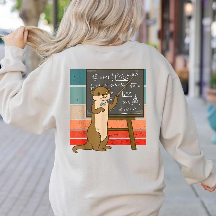 Otter Professor Teacher Teaching Maths Mathematics Women's Sweatshirt Back Print