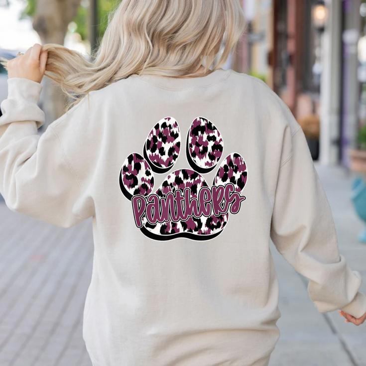 Panthers Paw Print Leopard Maroon Panther Pride Teacher Women's Sweatshirt Back Print