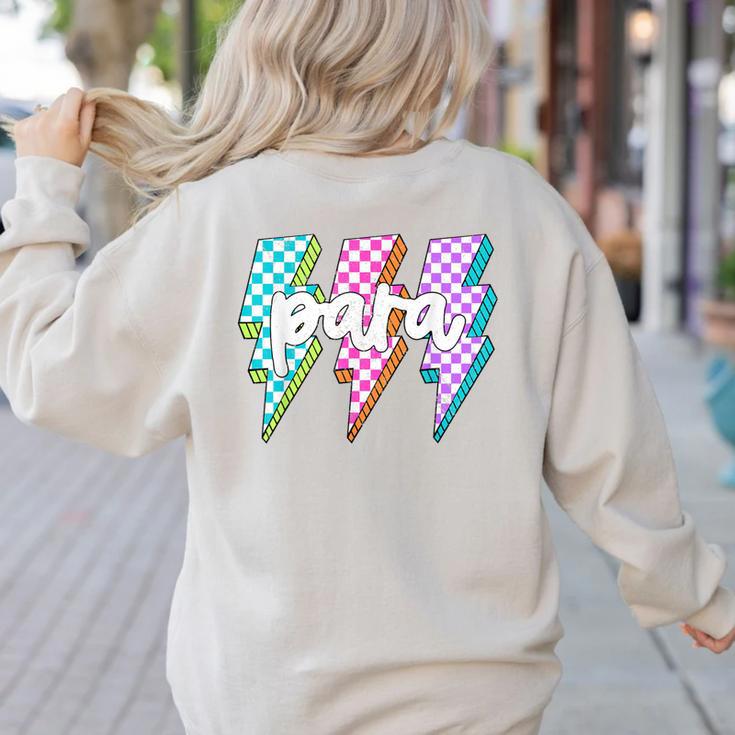 Para Squad Paraprofessional Teacher Lightning Bolt Women's Sweatshirt Back Print