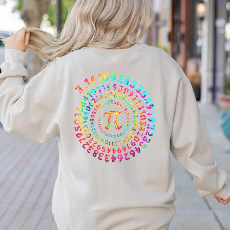 Pi Day Math Teacher Tie Dye Spiral Pi 314 Pi Day Women's Sweatshirt Back Print