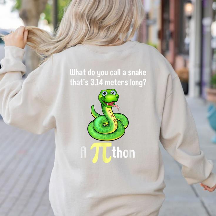 Pi Day Puns Pithon Math Teacher Jokes Women Men Kids Women's Sweatshirt Back Print