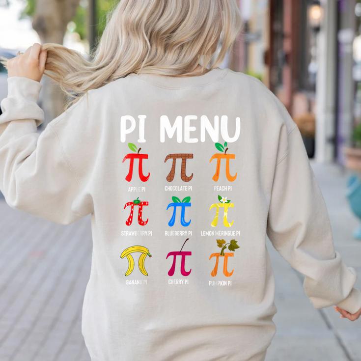 Pi Menu 314 Pi Symbol Math Teacher Happy Pi Day Women's Sweatshirt Back Print