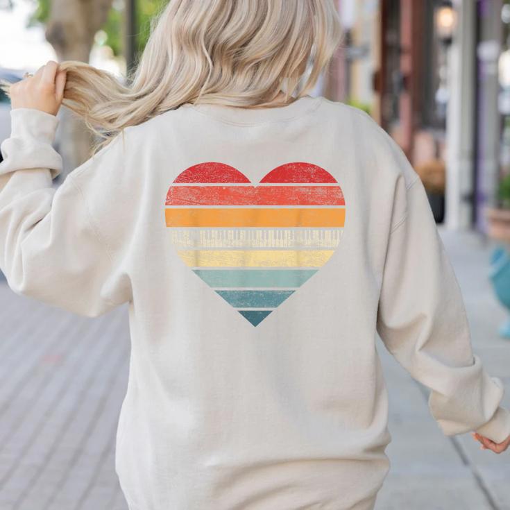 Pianist Retro Sunset Piano Keyboard Player Teacher Women's Sweatshirt Back Print
