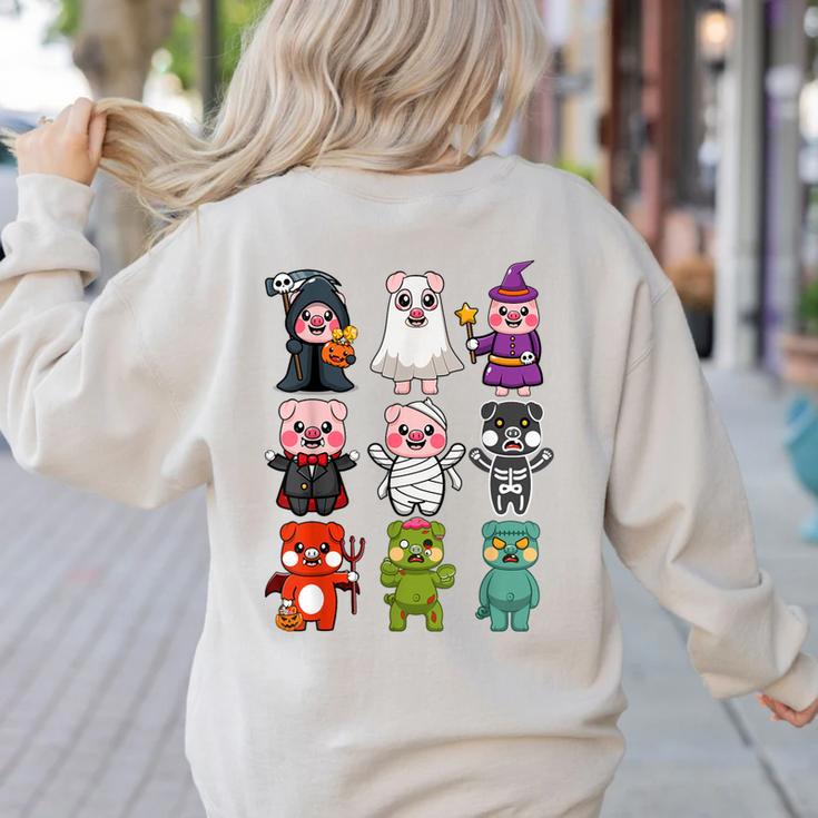 Pig Spooky Ghost Witch Boo-Jee Horror Pumpkin Pig Halloween Women's Sweatshirt Back Print