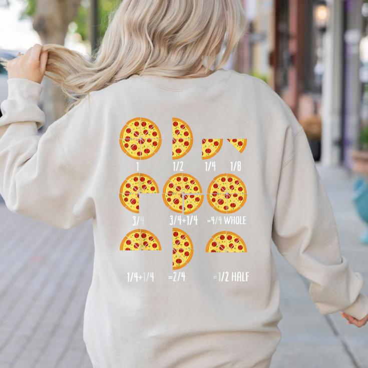 Pizza Slice Fraction Math Teacher Back To School Educational Women's Sweatshirt Back Print