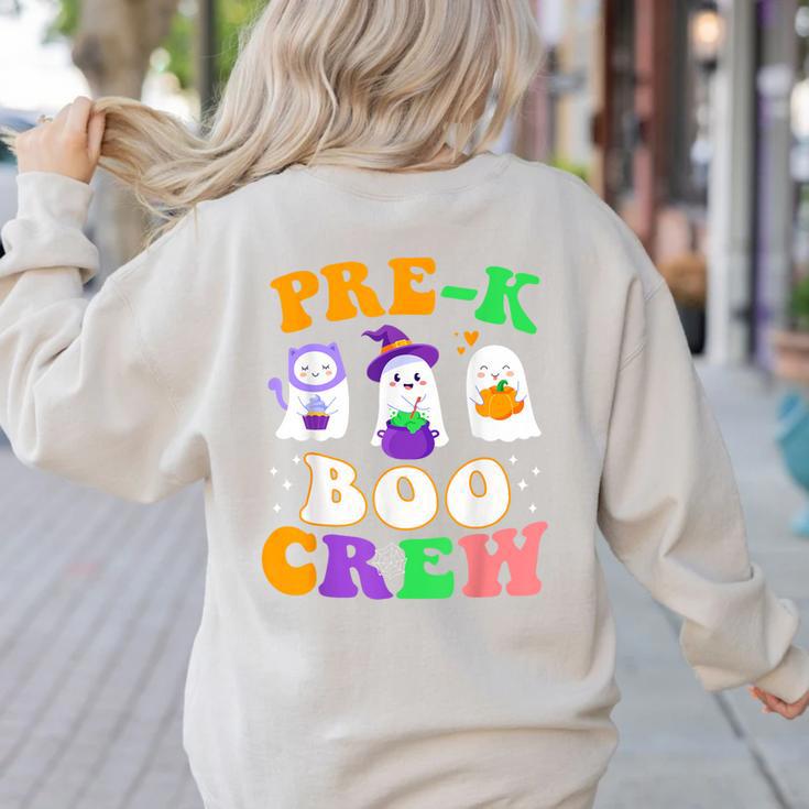 Pre-K Boo Crew Cute Ghost Halloween Costume Teacher Student For Men Women Kids Women's Sweatshirt Back Print