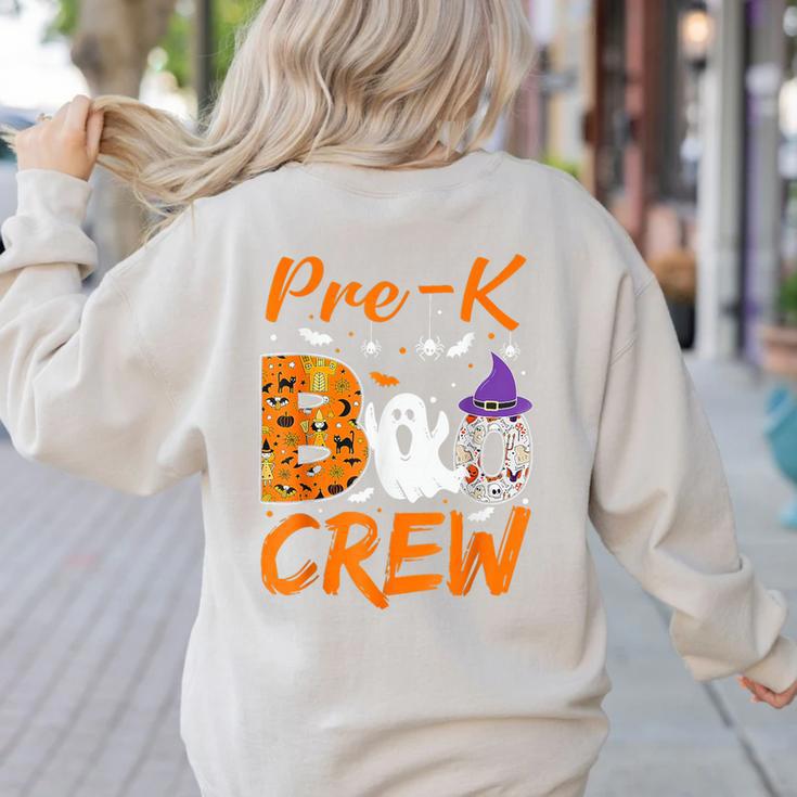 Pre K Boo Crew Teacher Student Halloween Pre Kindergarten Women's Sweatshirt Back Print