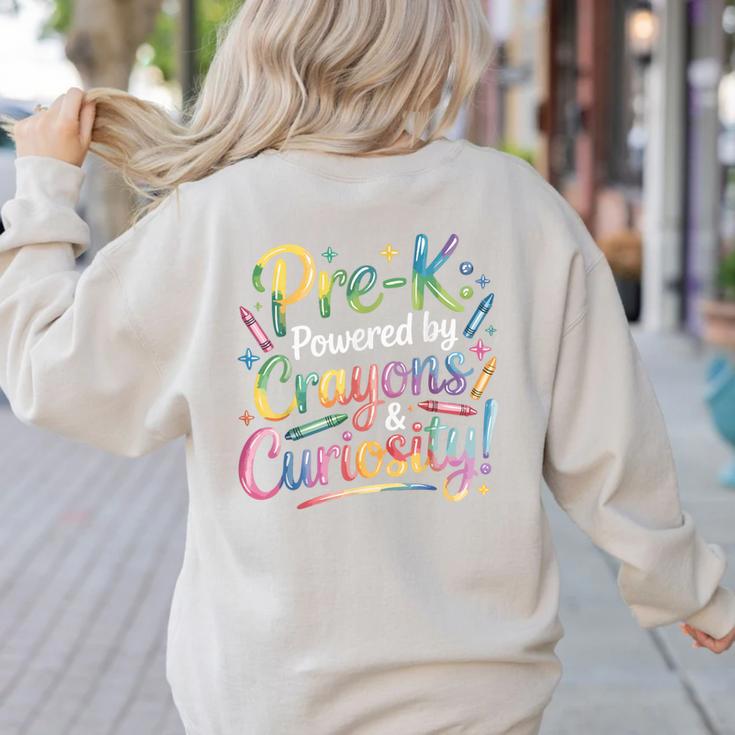 Pre-K Crayons & Curiosity Preschool Teachers Life Tie Dye Women's Sweatshirt Back Print