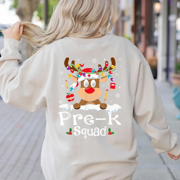 Pre-k Teacher Squad Reindeer Teacher Christmas Women's Sweatshirt Back Print