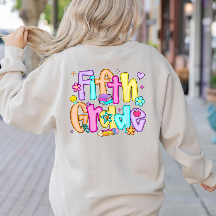 Preppy Fifth Grade Back To School 5th Grade Teacher Girl Boy Women's Sweatshirt Back Print