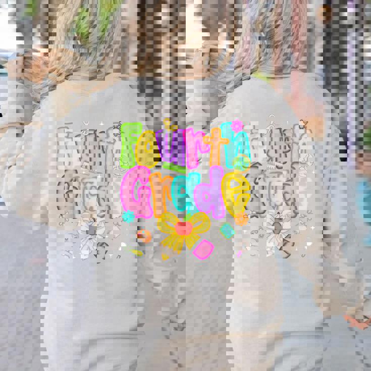 Preppy Fourth Grade Back To School 4th Grade Teacher Girls Women&#x27;s Sweatshirt Back Print