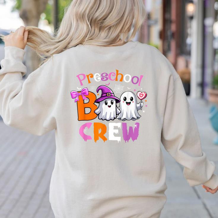 Preschool Boo Crew Preschool Halloween Costume Teacher Kid Women's Sweatshirt Back Print