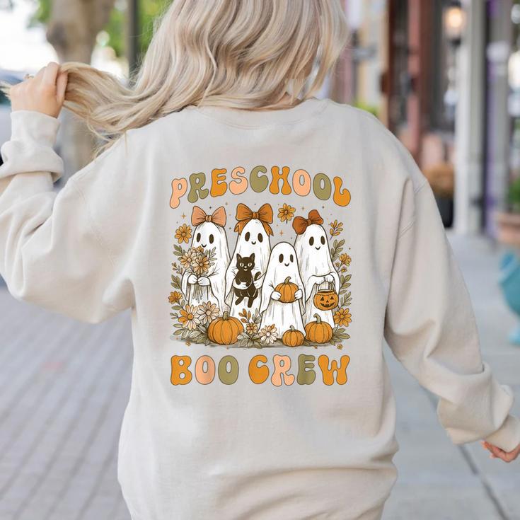 Preschool Boo Crew Halloween Teacher Ghost Costume Matching Women's Sweatshirt Back Print