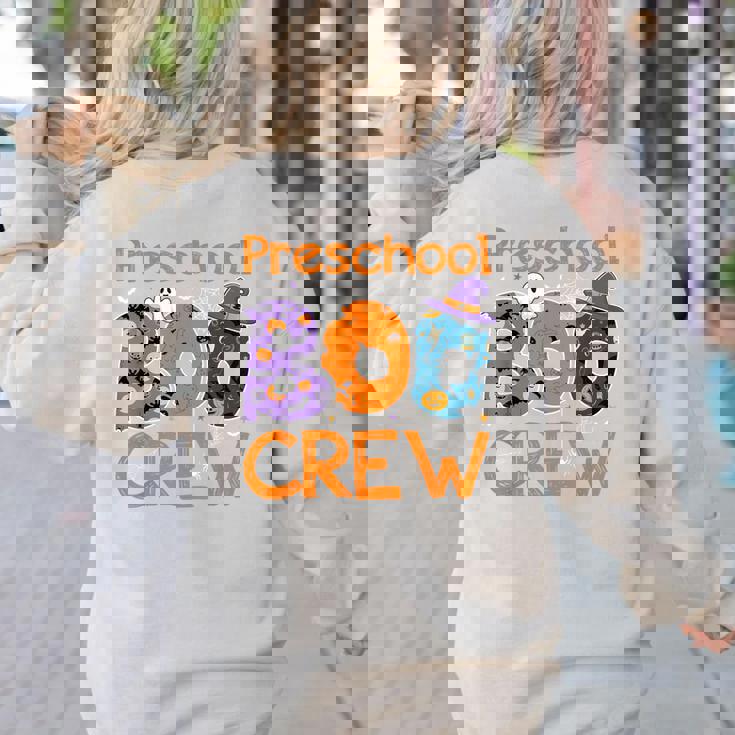 Preschool Boo Crew Preschool Halloween Teacher Kids Women&#x27;s Sweatshirt Back Print