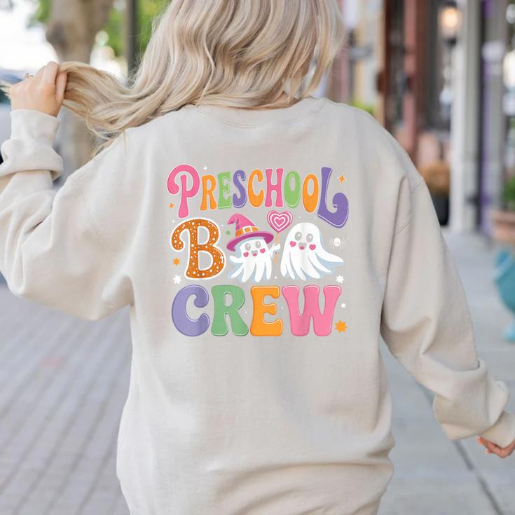 Preschool Boo Crew Preschool Teacher Student Halloween Women's Sweatshirt Back Print