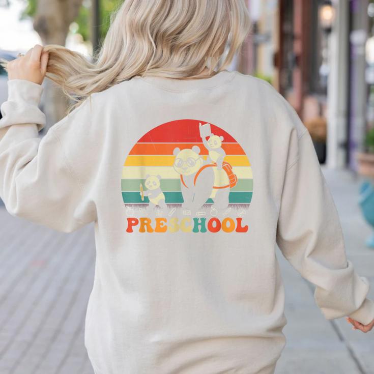 Preschool Panda Back To School Teacher Student Women's Sweatshirt Back Print