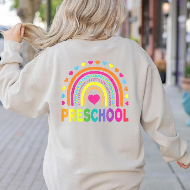 Preschool Rainbow Girls Boys Kids Teacher Back To School Women's Sweatshirt Back Print