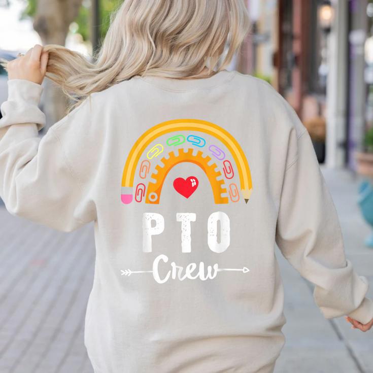 PTO Crew Parent School Volunteer Board Mom Parent Teacher Women's Sweatshirt Back Print
