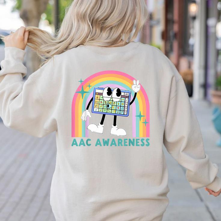 Rainbow AAC Awareness Month SPED Teacher SLP Communication Women's Sweatshirt Back Print