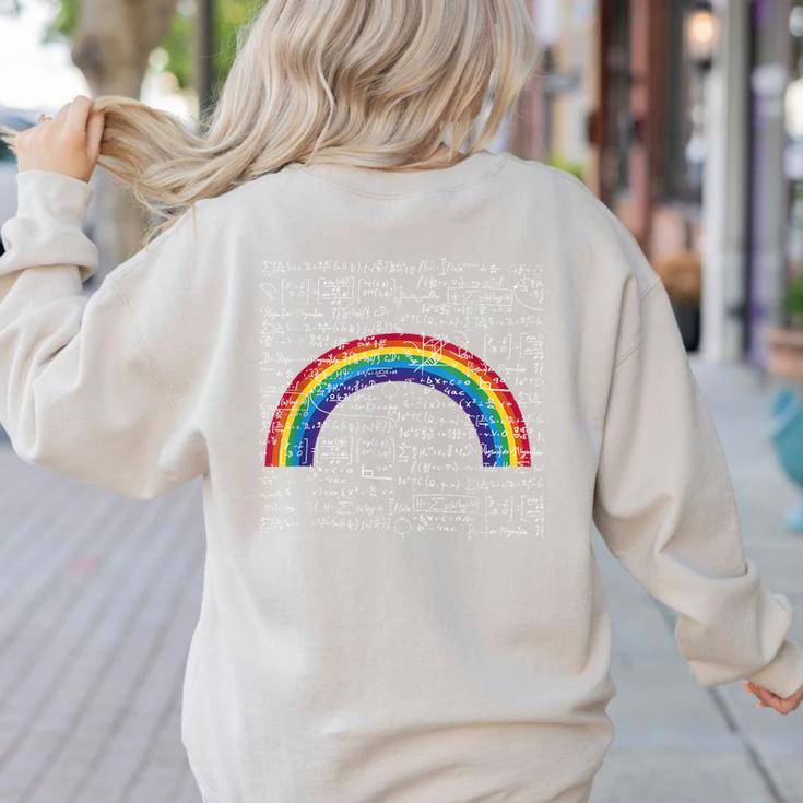 Rainbow Math Equation Teacher Nerd Retro LGBT Gay Pride Flag Women's Sweatshirt Back Print