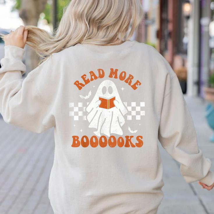 Read More Books Cute Ghost Reading Book Teacher Halloween Women's Sweatshirt Back Print