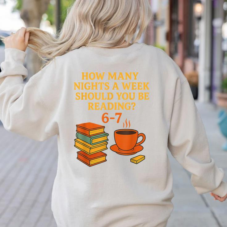 Reading 67 Meme English Teacher 6 7 Book Lover Humor Women's Sweatshirt Back Print