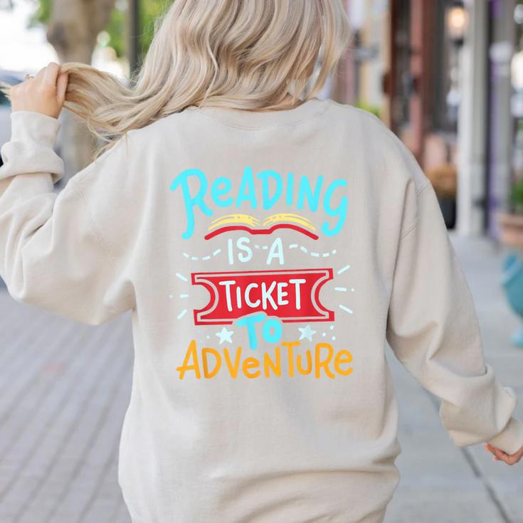 Reading Adventure Library Student Teacher Book Women's Sweatshirt Back Print