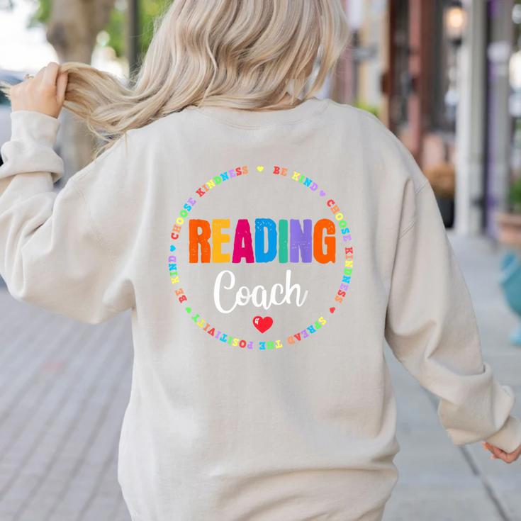 Reading Coach Teacher Interventionist Specialist Literacy Women's Sweatshirt Back Print