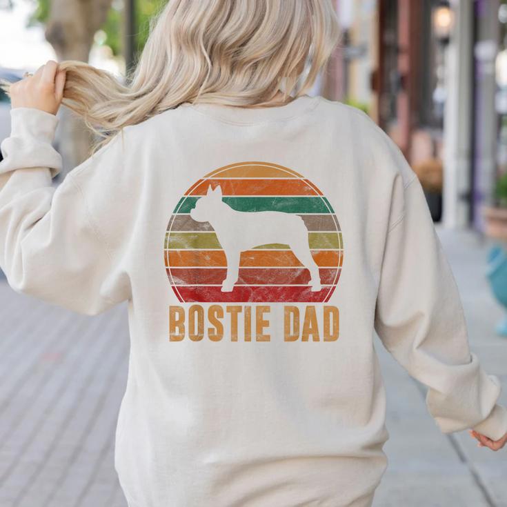 Retro Boston Terrier Dad Dog Owner Pet Bostie Father Women's Sweatshirt Back Print