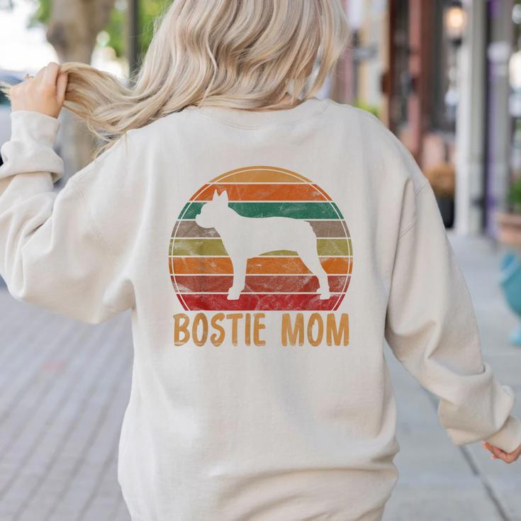 Retro Boston Terrier Mom Dog Mother Pet Bostie Mama Women's Sweatshirt Back Print